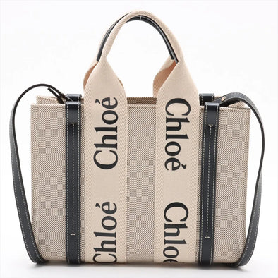 Chloe Black and Beige Canvas Small Woody Tote Bag [Clearance Sale]
