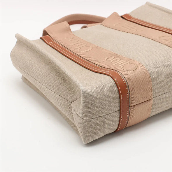 Chloe Brown and Beige Canvas Medium Woody Tote Bag [Clearance Sale]