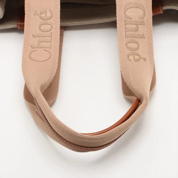 Chloe Brown and Beige Canvas Medium Woody Tote Bag [Clearance Sale]