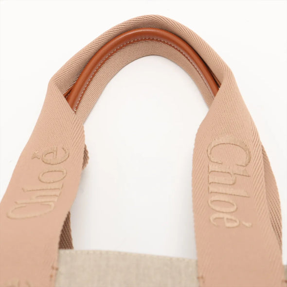 Chloe Brown and Beige Canvas Medium Woody Tote Bag [Clearance Sale]