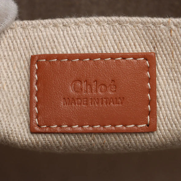 Chloe Brown and Beige Canvas Medium Woody Tote Bag [Clearance Sale]