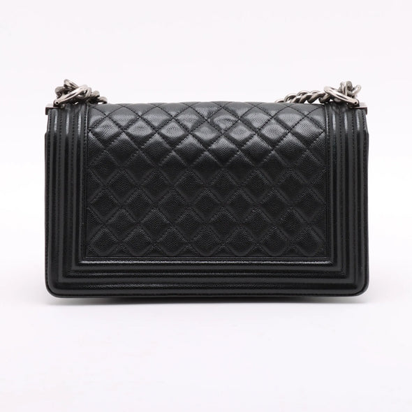 Chanel Black Caviar Calfskin Boy Chanel Flap Closure Handbag [Clearance Sale]