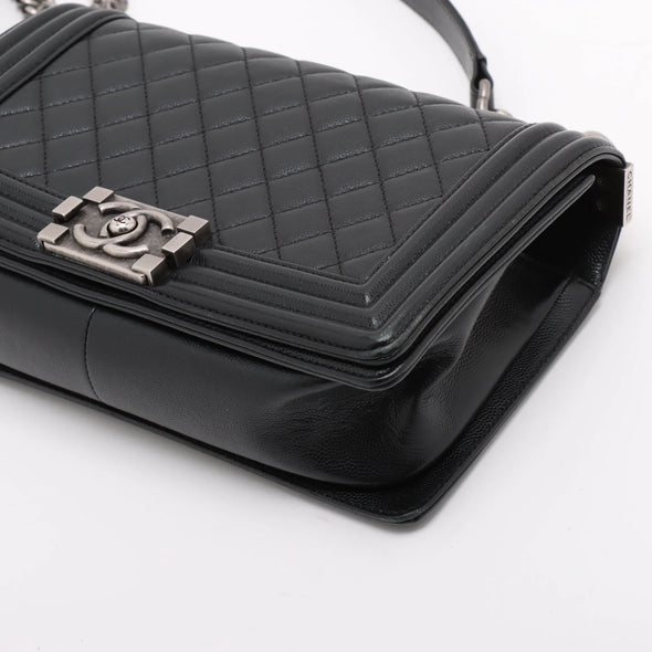 Chanel Black Caviar Calfskin Boy Chanel Flap Closure Handbag [Clearance Sale]