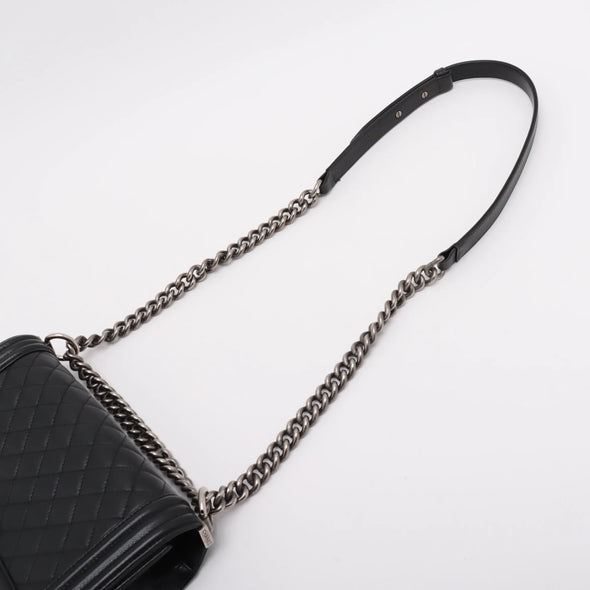 Chanel Black Caviar Calfskin Boy Chanel Flap Closure Handbag [Clearance Sale]
