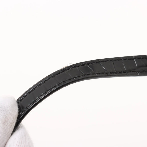 Saint Laurent Black Mock Croc Leather Cassandra Mini Top Handle [Clearance Sale]