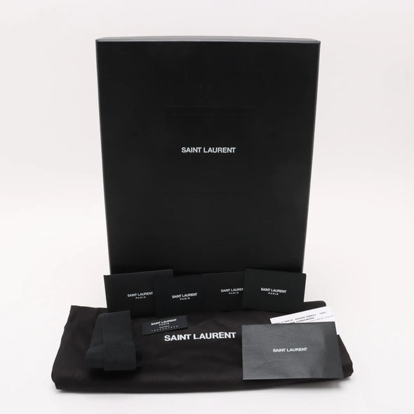 Saint Laurent Black Mock Croc Leather Cassandra Mini Top Handle [Clearance Sale]