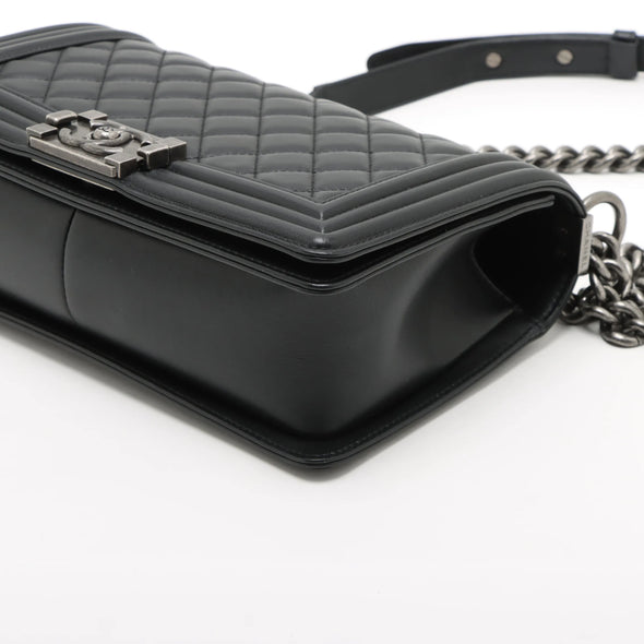 Chanel Black Nappa Lambskin Boy Chanel Flap Closure Handbag [Clearance Sale]