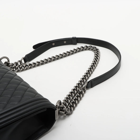 Chanel Black Nappa Lambskin Boy Chanel Flap Closure Handbag [Clearance Sale]