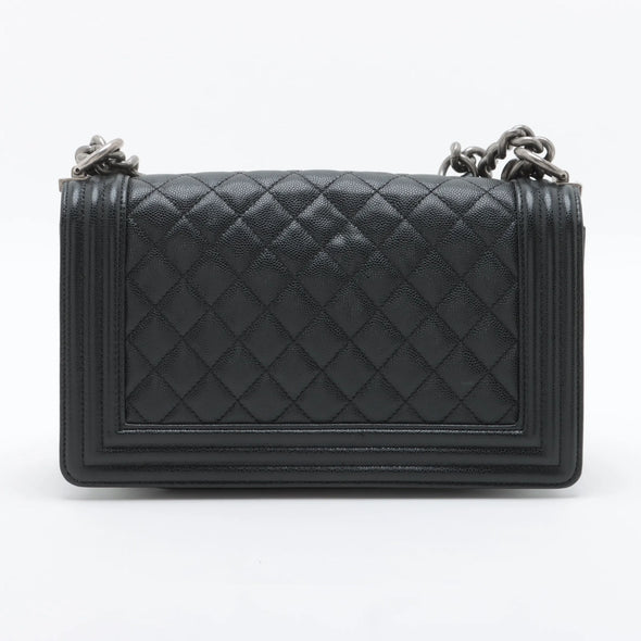 Chanel Black Caviar Calfskin Boy Chanel Flap Closure Handbag [Clearance Sale]