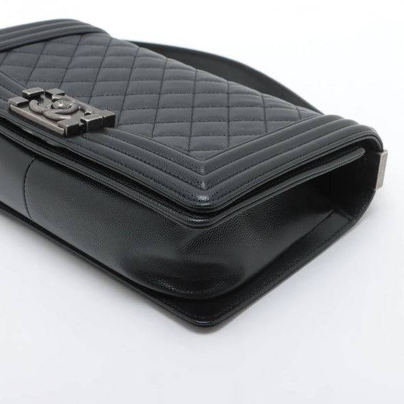 Chanel Black Caviar Calfskin Boy Chanel Flap Closure Handbag [Clearance Sale]
