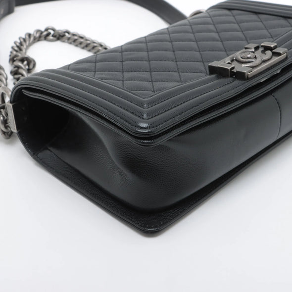 Chanel Black Caviar Calfskin Boy Chanel Flap Closure Handbag [Clearance Sale]
