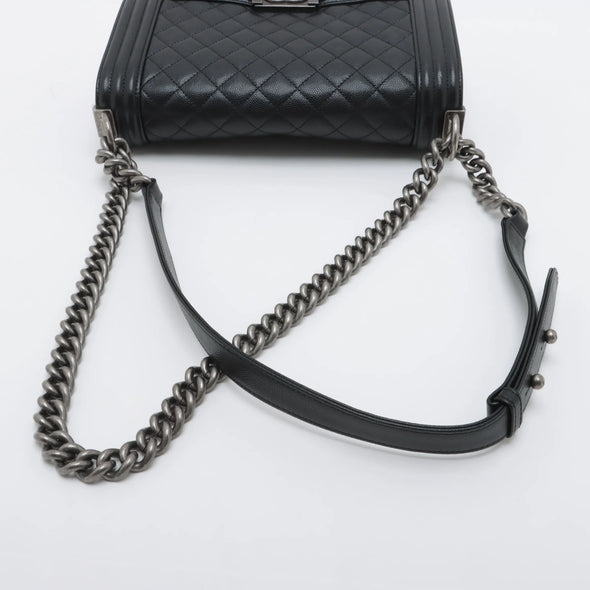 Chanel Black Caviar Calfskin Boy Chanel Flap Closure Handbag [Clearance Sale]