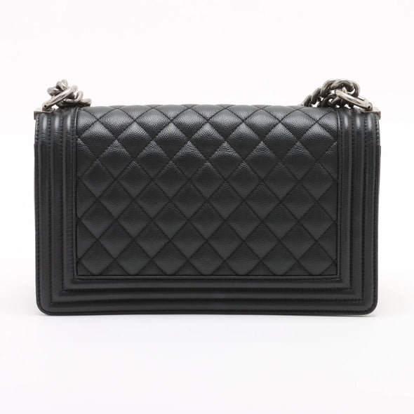 Chanel Black Caviar Calfskin Boy Chanel Flap Closure Handbag [Clearance Sale]
