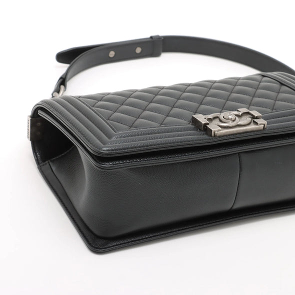 Chanel Black Caviar Calfskin Boy Chanel Flap Closure Handbag [Clearance Sale]