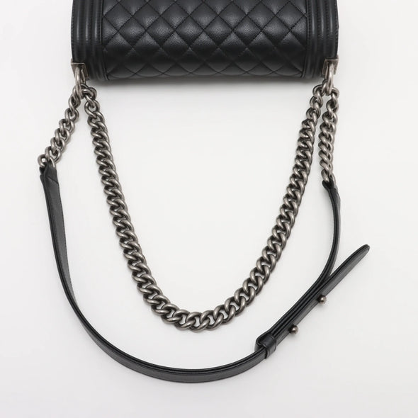 Chanel Black Caviar Calfskin Boy Chanel Flap Closure Handbag [Clearance Sale]