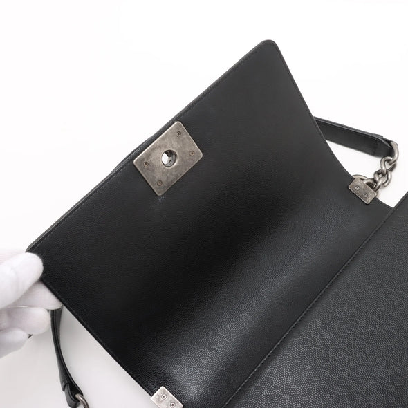 Chanel Black Caviar Calfskin Boy Chanel Flap Closure Handbag [Clearance Sale]