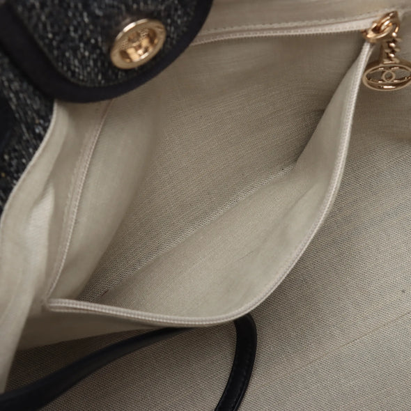 Chanel Navy Blue Canvas Deauville MM Shopping Tote [Clearance Sale]