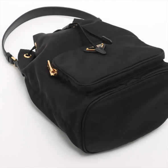 Prada Black Re-Nylon Duet Bucket Bag [Clearance Sale]
