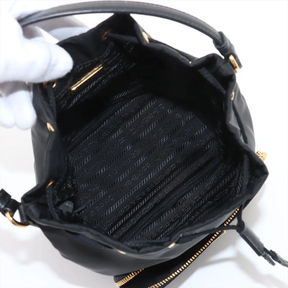 Prada Black Re-Nylon Duet Bucket Bag [Clearance Sale]