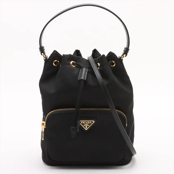 Prada Black Re-Nylon Duet Bucket Bag [Clearance Sale]