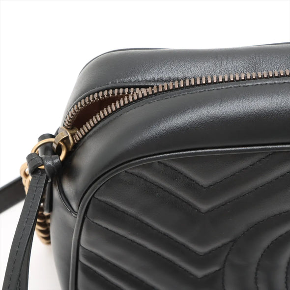 Gucci Black Leather GG Marmont Small Shoulder Bag [Clearance Sale]