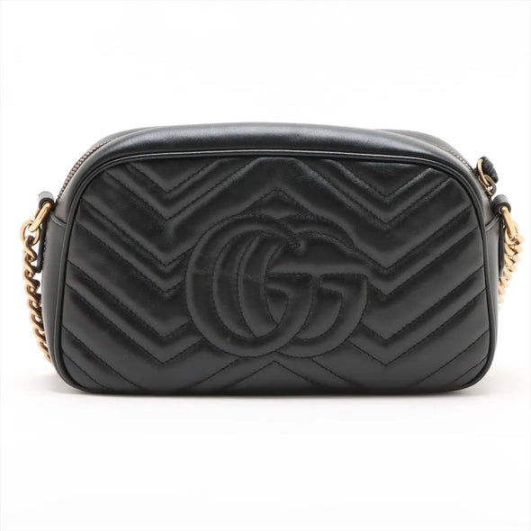 Gucci Black Leather GG Marmont Small Shoulder Bag [Clearance Sale]