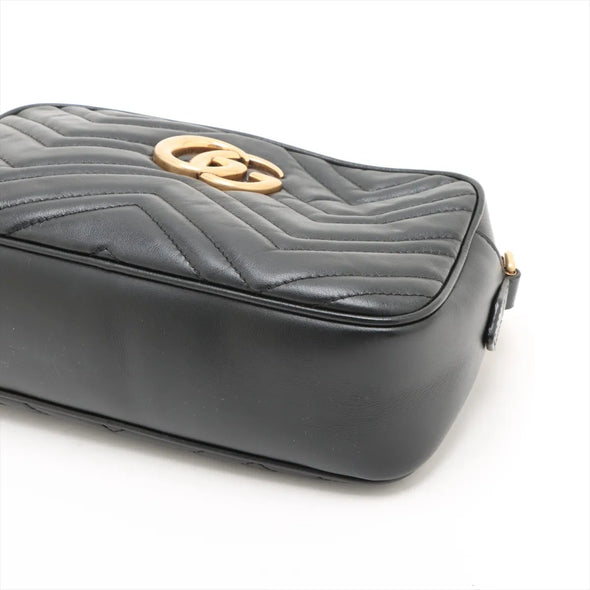 Gucci Black Leather GG Marmont Small Shoulder Bag [Clearance Sale]