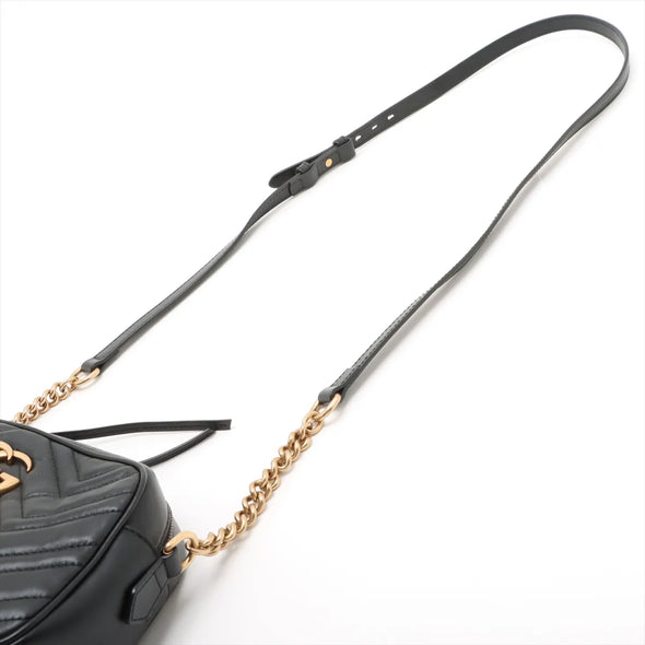 Gucci Black Leather GG Marmont Small Shoulder Bag [Clearance Sale]