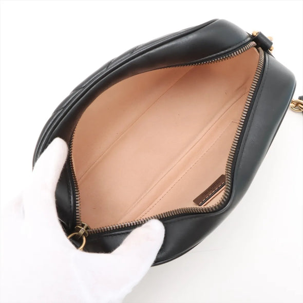 Gucci Black Leather GG Marmont Small Shoulder Bag [Clearance Sale]