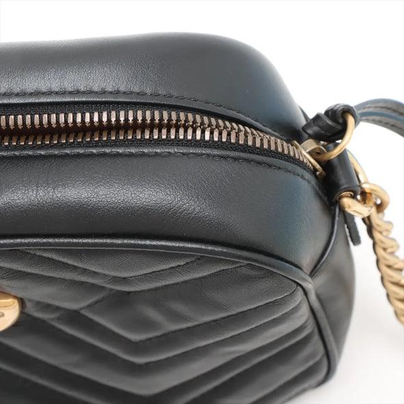 Gucci Black Leather GG Marmont Small Shoulder Bag [Clearance Sale]