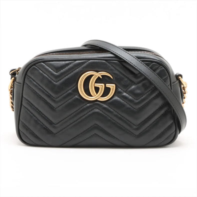 Gucci Black Leather GG Marmont Small Shoulder Bag [Clearance Sale]