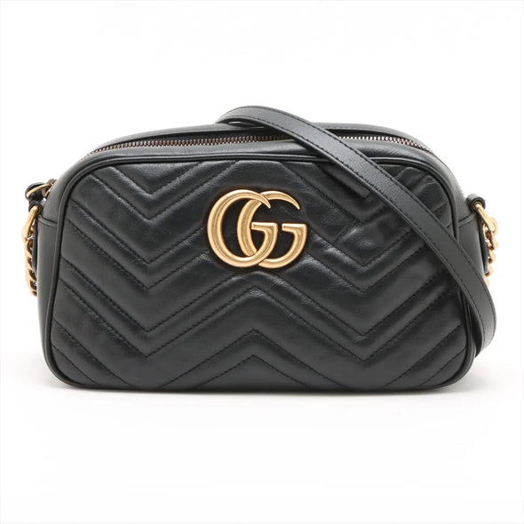 Gucci Black Leather GG Marmont Small Shoulder Bag [Clearance Sale]