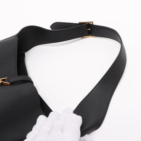 Saint Laurent Black Leather LE 5 A 7 Large Hobo Bag [Clearance Sale]