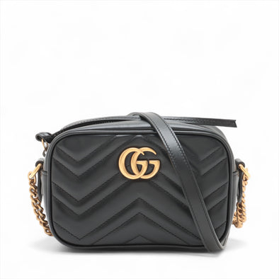 Gucci Black Leather GG Marmont Mini Camera Bag [Clearance Sale]