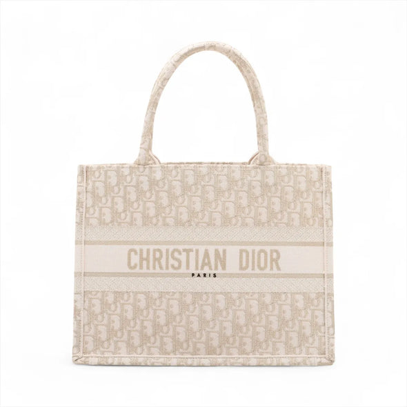 Christian Dior Gold Dior Oblique Embroidery Medium Dior Book Tote [Clearance Sale]
