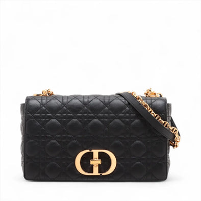 Christian Dior Black Cannage Calfskin Medium Dior Caro Bag [Clearance Sale]