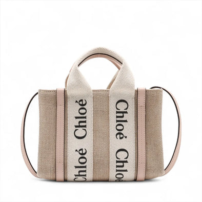 Chloe Pink and Beige Canvas Small Woody Tote Bag [Clearance Sale]