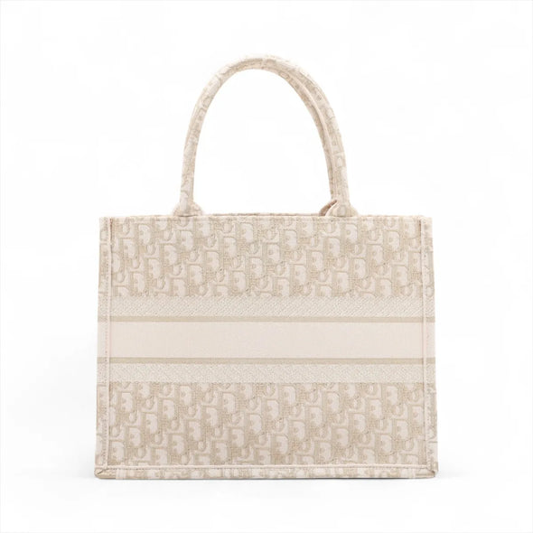Christian Dior Gold Dior Oblique Embroidery Medium Dior Book Tote [Clearance Sale]