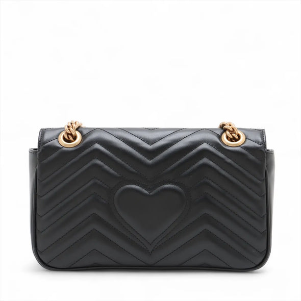 Gucci Black Leather GG Marmont Medium Shoulder Bag [Clearance Sale]