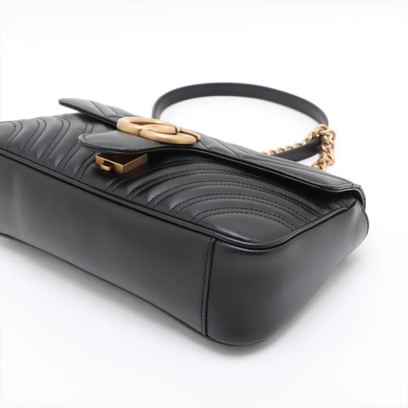 Gucci Black Leather GG Marmont Medium Shoulder Bag [Clearance Sale]