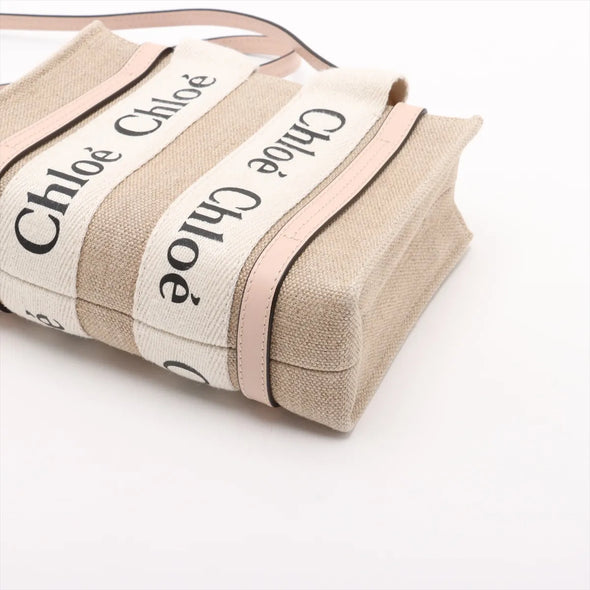 Chloe Pink and Beige Canvas Small Woody Tote Bag [Clearance Sale]