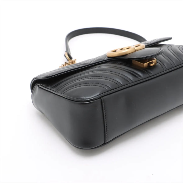 Gucci Black Leather GG Marmont Medium Shoulder Bag [Clearance Sale]
