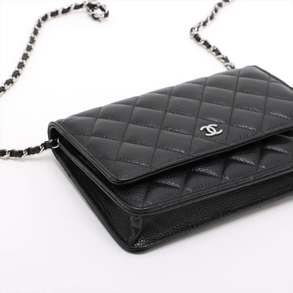 Chanel Black Caviar Calfskin Wallet On Chain  [Clearance Sale]