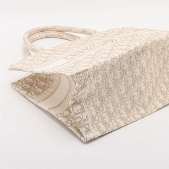 Christian Dior Gold Dior Oblique Embroidery Medium Dior Book Tote [Clearance Sale]