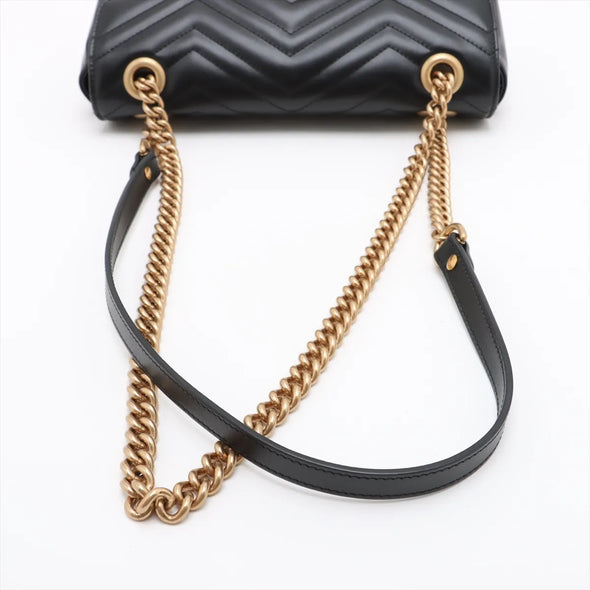 Gucci Black Leather GG Marmont Medium Shoulder Bag [Clearance Sale]