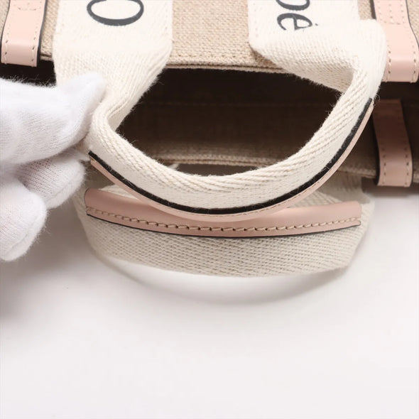 Chloe Pink and Beige Canvas Small Woody Tote Bag [Clearance Sale]