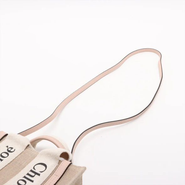 Chloe Pink and Beige Canvas Small Woody Tote Bag [Clearance Sale]