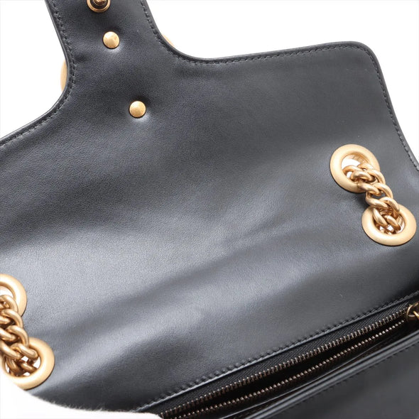 Gucci Black Leather GG Marmont Medium Shoulder Bag [Clearance Sale]