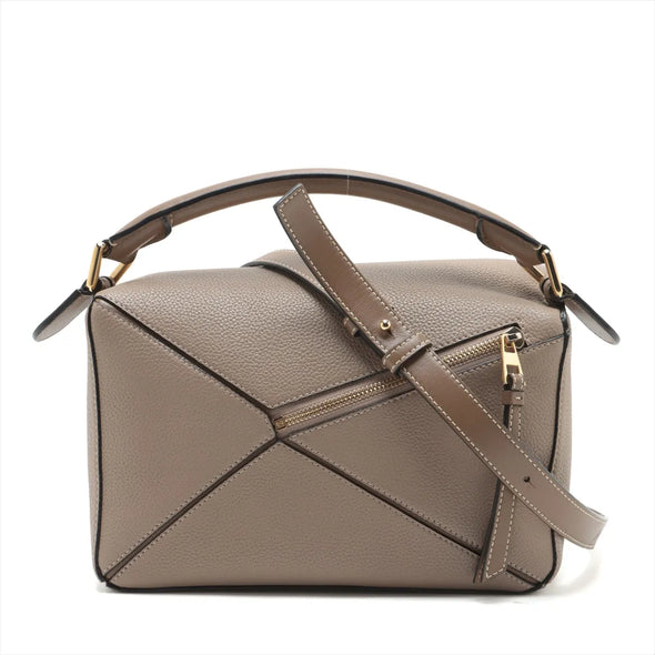 Loewe Khaki Leather Small Puzzle Bag [Clearance Sale]
