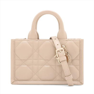 Christian Dior Beige Macrocannage Leather Mini Dior Book Tote Bag  [Clearance Sale]